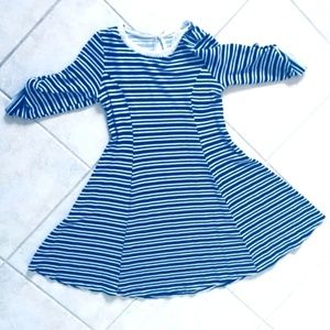 Monteau Girls' Blue Striped Dress